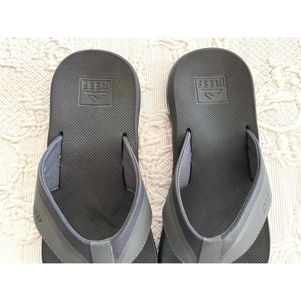 REEF Fanning Flip Flops Thong Sandals Gray Black Mens 11